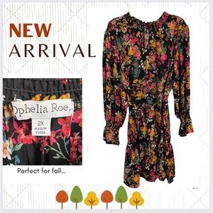 NWT Ophelia Roe long sleeve floral print dress 2X. Perfect for fall!